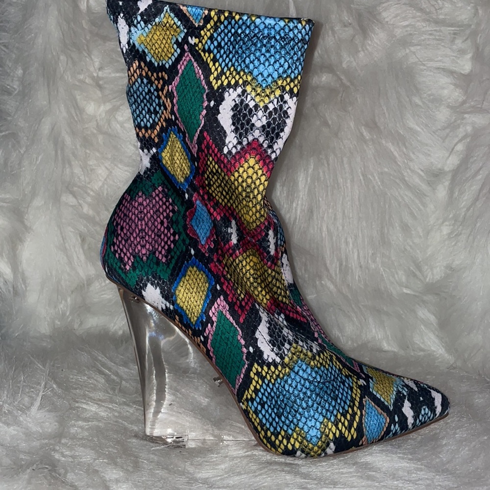 Multi snakeskin fashion wedge heels